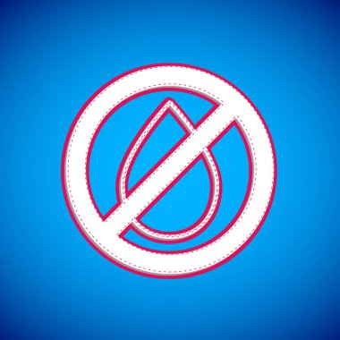 Mavi arkaplanda beyaz su damlası yasaklandı. Su işareti yok. Vektör.