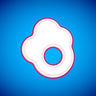 Beyaz çırpılmış yumurta ikonu mavi arka planda izole edildi. Ev yemeği, sahanda yumurta, sağlıklı kahvaltı, omlet ikonu. Vektör.