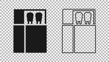 Siyah Açık kibrit kutusu ve şeffaf arkaplanda izole edilmiş kibrit kutusu. Vektör.