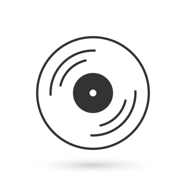 Icono Disco Vinilo Gris Aislado Sobre Fondo Blanco Vector — Vector de stock