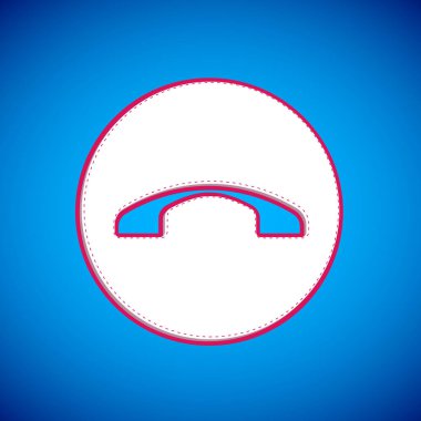 Mavi arkaplanda beyaz telefon ahizesi simgesi izole edildi. Telefon işareti. Vektör.