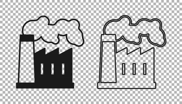 Black Oil Gas Industrial Factory Building Icon Isolated Transparent Background — стоковый вектор