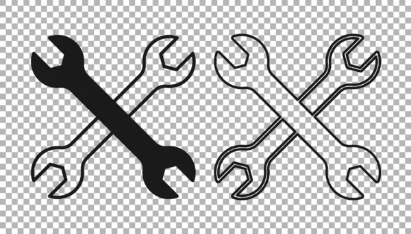 Black Wrench Spanner Icon Isolated Transparent Background Spanner Repair Tool — Stock Vector