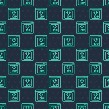 Yeşil Hat Online uygulama dağıtım ikonu mavi arkaplanda izole edilmiş pürüzsüz desen. Paket takibi. Vektör.