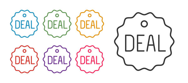 Установить линию Deal значок изолирован на белом фоне. Набор иконок красочный. Вектор.