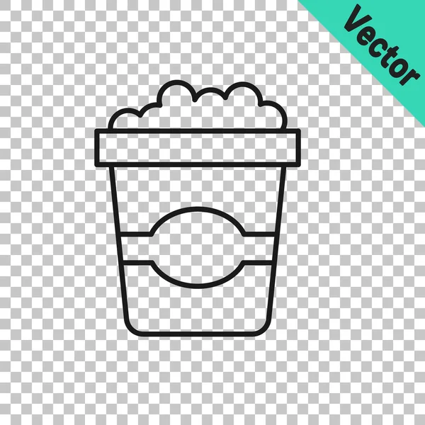 Schwarze Linie Popcorn Karton Symbol Isoliert Auf Transparentem Hintergrund Popcorn — Stockvektor