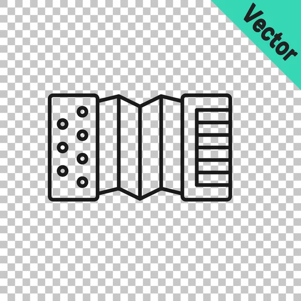 Schwarze Linie Musikinstrument Akkordeon Symbol Isoliert Auf Transparentem Hintergrund Klassisches — Stockvektor