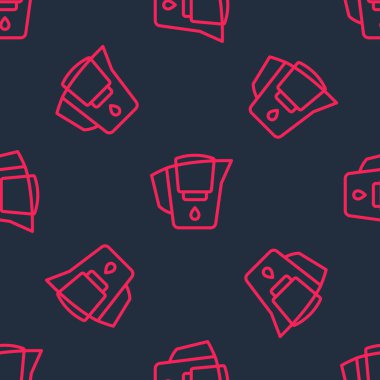 Kırmızı çizgili su sürahisi, siyah arkaplanda izole edilmiş bir filtre ikonu. Vektör.