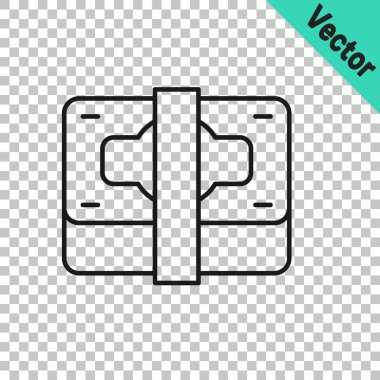 Siyah çizgi, kağıt para yığını. Nakit para simgesi, şeffaf arka planda izole edilmiş. Para desteleri. Para birimi. Vektör.