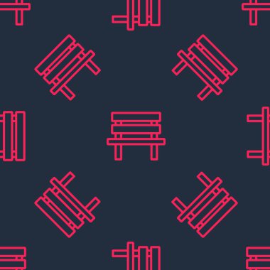 Kırmızı çizgi Bench simgesi siyah arkaplanda izole edilmiş. Vektör.