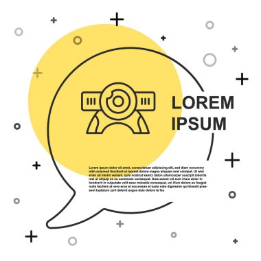 Siyah çizgi web kamera simgesi beyaz arkaplanda izole edildi. Sohbet kamerası. Web kamerası simgesi. Rastgele dinamik şekiller. Vektör.