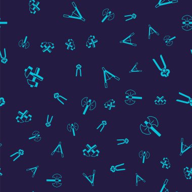 Çapraz Çekiç Blacksmith kerpeteni hava üfleyici körüğü ve ortaçağ kutup baltasını pürüzsüz desene ayarlayın. Vektör.