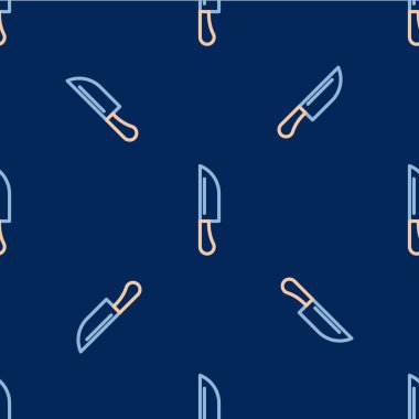 Çizgi Bıçak simgesi mavi arkaplandaki kusursuz deseni izole etti. Çatal bıçak sembolü. Vektör.