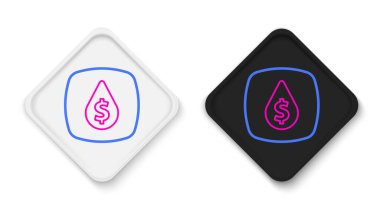 Beyaz zemin üzerinde dolar sembolü olan çizgi yağı damlası. Petrol fiyatı. Petrol ve petrol endüstrisi. Renkli taslak konsepti. Vektör.