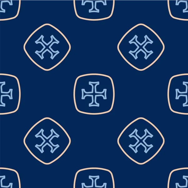 Línea Cruzada Icono Aislado Patrón Sin Costura Sobre Fondo Azul — Archivo Imágenes Vectoriales