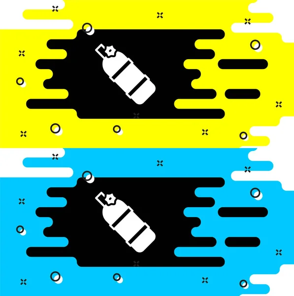 Белый Aqualung Значок Изолирован Черном Фоне Кислородный Баллон Ныряльщика Оборудование — стоковый вектор