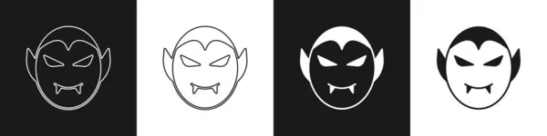 Установить Значок Вампира Выделенный Черно Белом Фоне Счастливого Хэллоуина Вектор — стоковый вектор