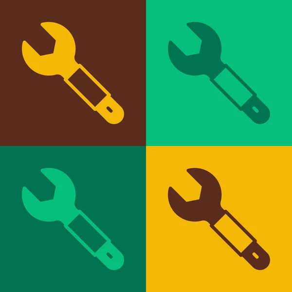 Pop Art Schraubenschlüssel Symbol Isoliert Auf Farbigem Hintergrund Schlüsselreparaturwerkzeug Service — Stockvektor