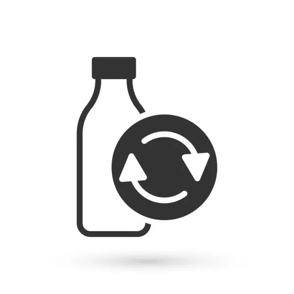 Szary Recykling Plastikowej Ikony Butelki Izolowane Białym Tle Wektor — Wektor stockowy