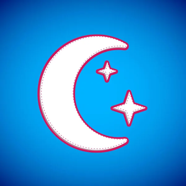 Icône Lune Blanche Étoiles Isolée Sur Fond Bleu Panneau Nuit — Image vectorielle