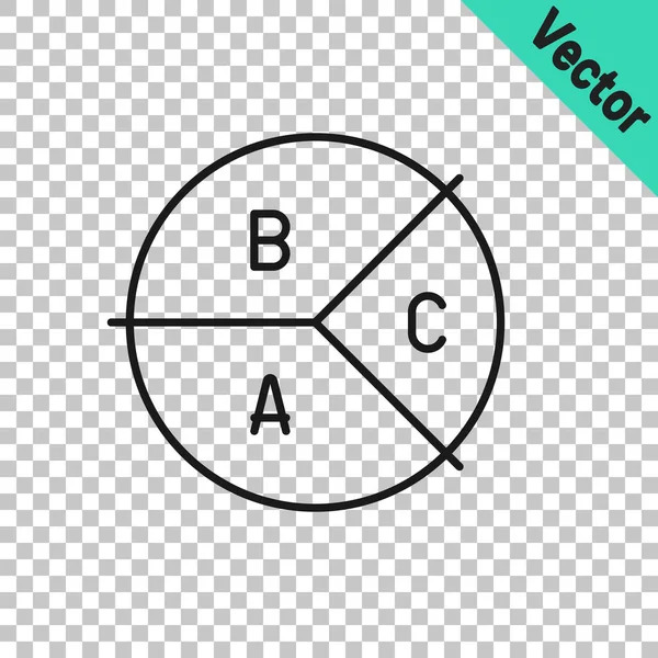 Das Infografik Symbol Für Die Schwarze Linie Des Tortendiagramms Isoliert — Stockvektor