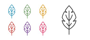 Satır Yaprak simgesini beyaz arkaplanda izole et. İşaret bırakıyor. Taze doğal ürün sembolü. Simgeleri renklendirin. Vektör.