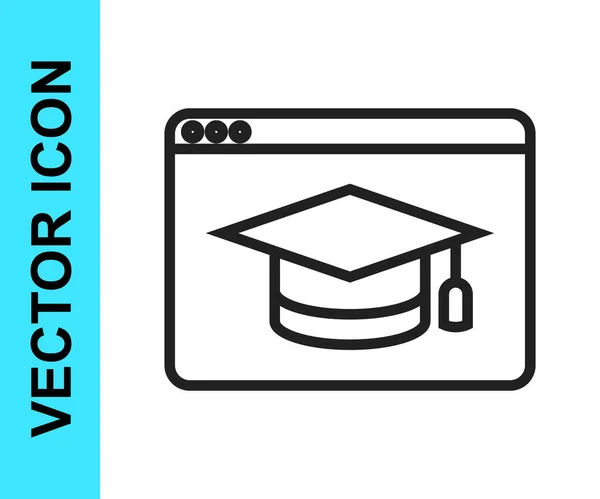 Ligne Noire Icône Éducation Graduation Ligne Isolée Sur Fond Blanc — Image vectorielle