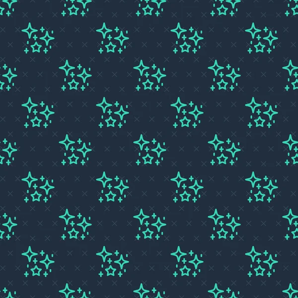 Sihirli Simli Simli Yeşil Çizgi Yıldızları Mavi Arkaplanda Izole Edilmiş — Stok Vektör