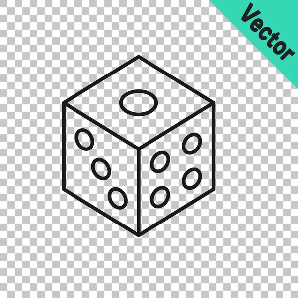 Schwarze Linie Würfelsymbol Isoliert Auf Transparentem Hintergrund Casino Glücksspiel Vektor — Stockvektor