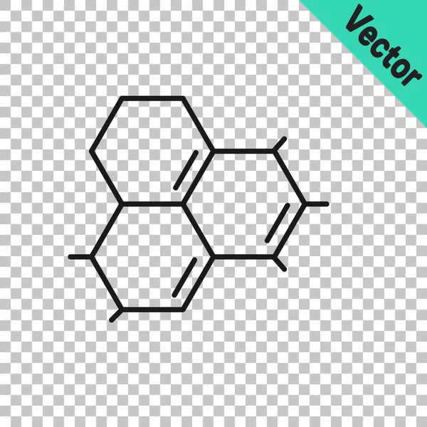 Línea Negra Icono Aceite Molécula Aislado Sobre Fondo Transparente Estructura — Archivo Imágenes Vectoriales