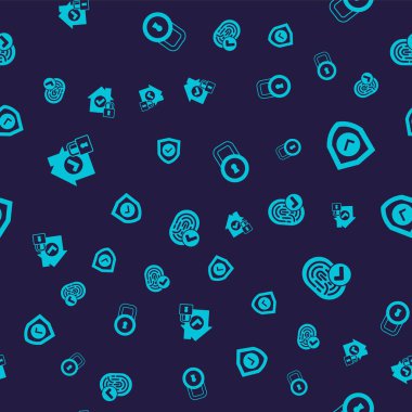 House 'u Mark Lock ve parmak izleriyle birlikte koruma kalkanı altına alın. Vektör.