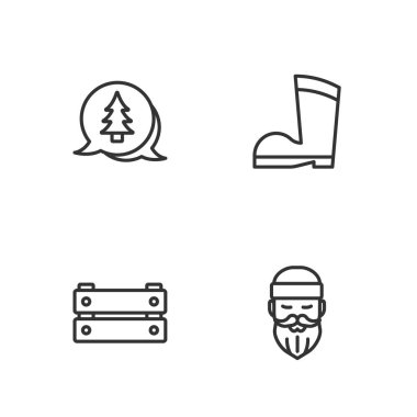 Lumberjack Tahta Ağaç ve Su geçirmez lastik bot ikonu. Vektör.