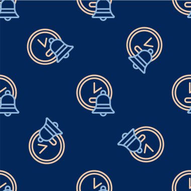 Hat Alarm saat simgesi mavi arkaplanda izole edilmiş kusursuz desen. Uyan, kalk konsepti. Zaman işareti. Vektör.