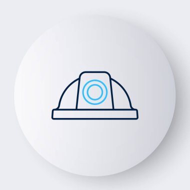 Beyaz arkaplanda çizgi işçisi kaskı simgesi izole edildi. Renkli taslak konsepti. Vektör.