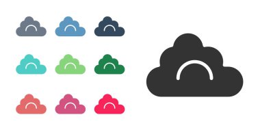 Siyah Bulut simgesi beyaz arkaplanda izole edildi. Simgeleri renklendirin. Vektör.