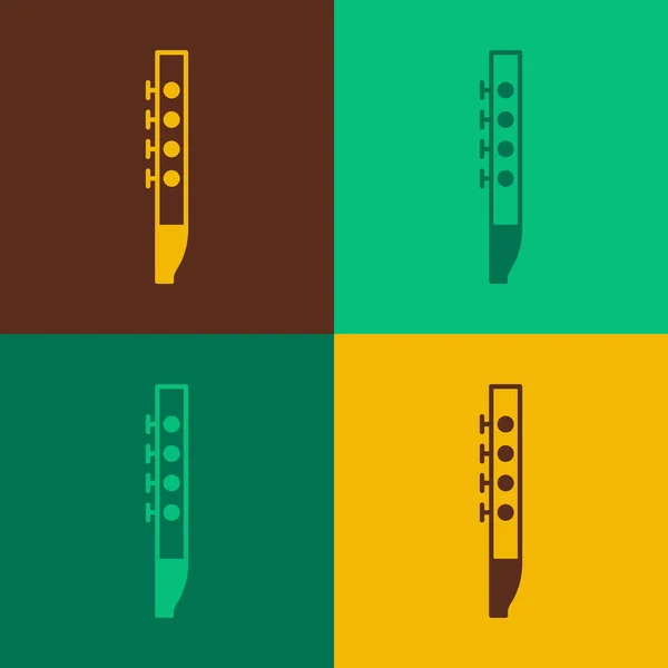 Pop Art Flötensymbol Isoliert Auf Farbigem Hintergrund Musikinstrument Vektor — Stockvektor