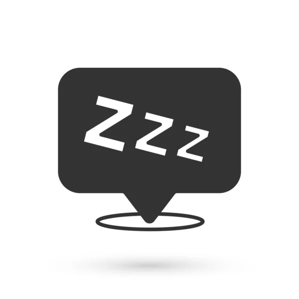 Grey Sleepy Icon Isolated White Background Sleepy Zzz Talk Bubble — Stock Vector