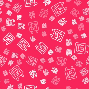 Beyaz çizgi elektrikli panel simgesi kırmızı arkaplanda izole edilmiş. Kolu değiştir. Vektör.