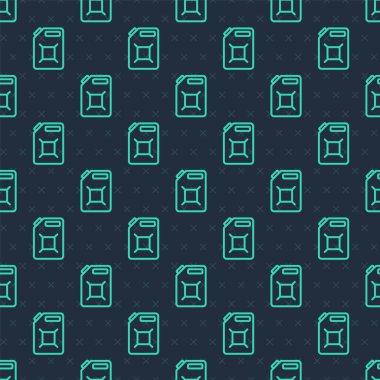 Benzin ikonu için yeşil hat kutusu mavi arka planda izole edilmiş pürüzsüz desen. Dizel gaz ikonu. Vektör.