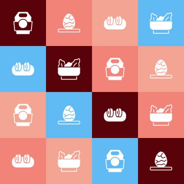 Çin çay yumurtası, suşi ve Wonton ikonuna Asya eriştesi koy. Vektör.