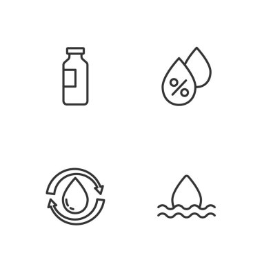 Hattı kurun Su geri dönüşümü temiz su şişesi ve yüzdelik simgesi. Vektör.