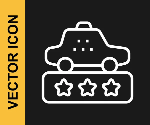 White Line Taxi Service Rating Icon Isolated Black Background Vector — Stock Vector