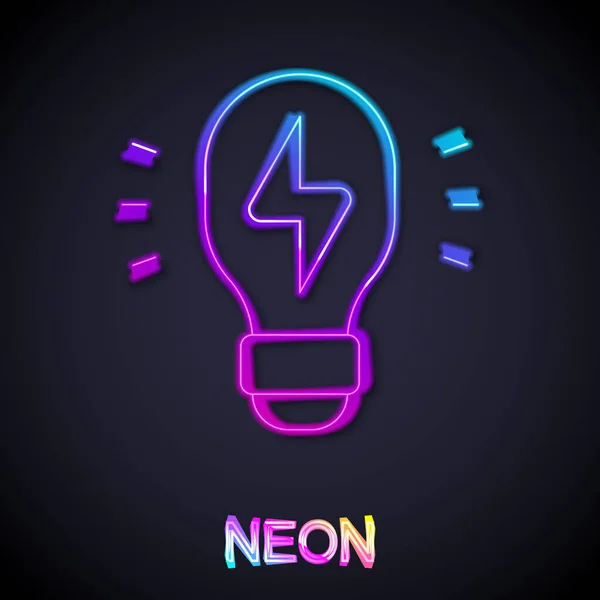 Glowing Neon Line Creative Lamp Light Idea Icon Isolated Black — Stock Vector