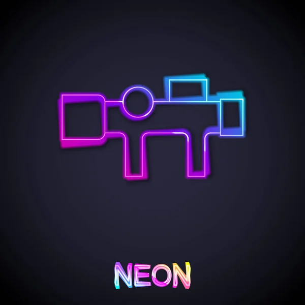Gloeiende Neon Lijn Sniper Optische Zichtpictogram Geïsoleerd Zwarte Achtergrond Scherpschutters — Stockvector