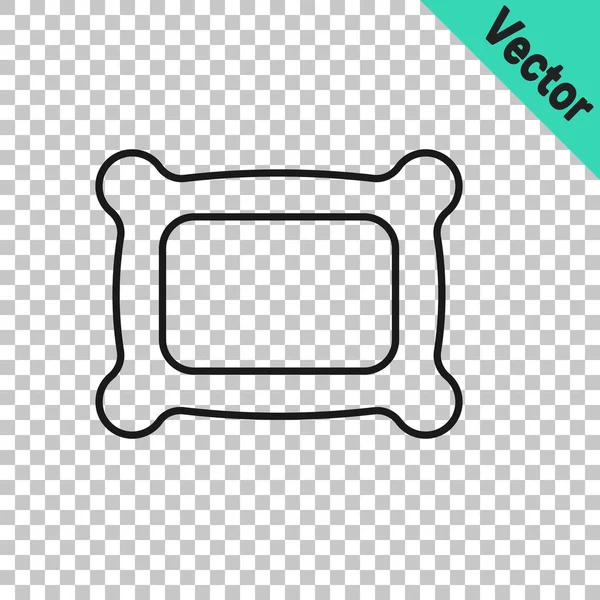 Línea Negra Icono Almohada Rectangular Aislado Sobre Fondo Transparente Signo — Vector de stock