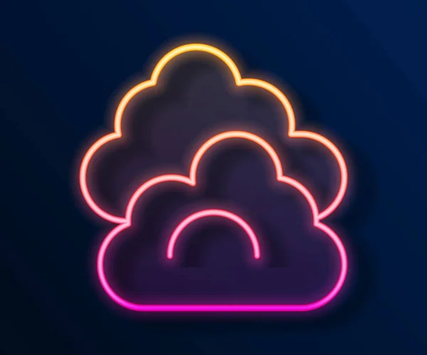 Línea Neón Brillante Icono Nube Aislado Sobre Fondo Negro Vector — Vector de stock