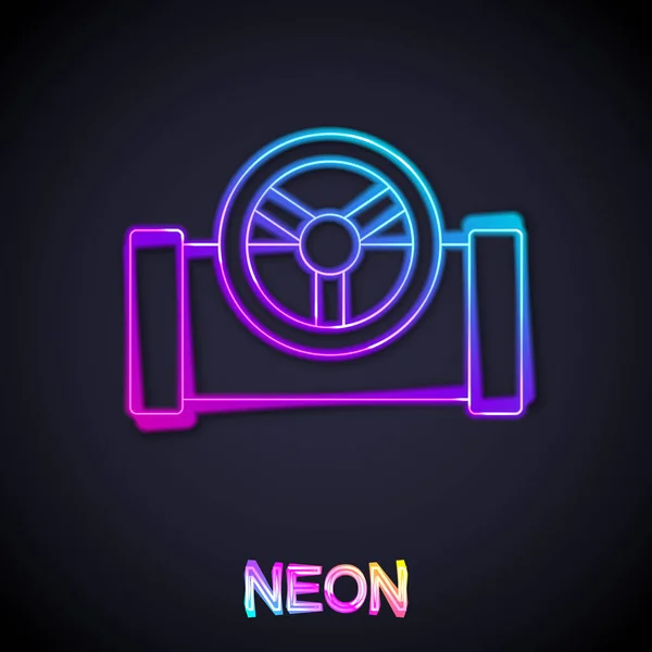 Glowing Neon Line Oil Pipe Valve Icon Isolated Black Background — стоковый вектор