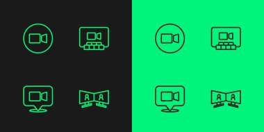 Görüntülü sohbet konferansı ve simgesini ayarla. Vektör.