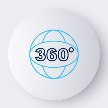Beyaz arkaplanda 360 derecelik görünüm simgesi izole edildi. Sanal gerçeklik. 360 derecelik açıyla. Panorama fotoğrafı. Renkli taslak konsepti. Vektör.