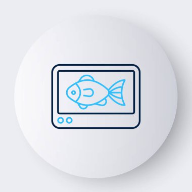 Line Fish bulucu eko ses simgesi beyaz arkaplanda izole edildi. Balık tutmak için elektronik ekipman. Renkli taslak konsepti. Vektör.